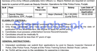 Official Advertisement for Punjab Police Elite Force Jobs 2018