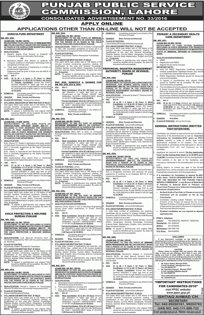 punjab-public-service-commission-ppsc-jobs-septoct-2016-for-medical-officers-others