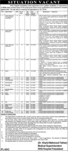 District Headquarters DHQ Hospital Faisalabad 90+ Jobs For Junior Technician Urology & Others