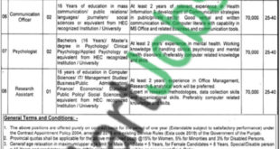 Primary and Secondary Healthcare Department Jobs NTS 2022 Punjab