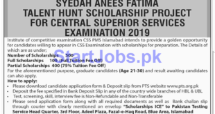 Syedha Anees Fatima Talent Hunt PTS Scholarship Project CSS Exams 2019 ICE Islamabad