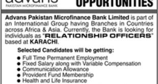 Advans Microfinance Bank Jobs 2018 for Relationship Officers Advertisement - Apply 