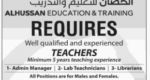 Alhussan Education & Training Saudi Arab Jobs 2018