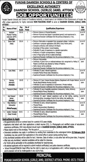 Daanish School Attock Jobs 2018 for Assistant PTI, Administrative & Support Staff Latest Advertisement