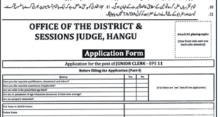 District & Sessions Judge Hangu KP Jobs 2018 for 2+ Junior Clerk posts Latest Advertisement