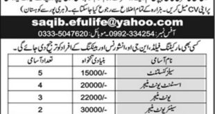 EFU Life Insurance Jobs 2018 for Posts in Abbottabad Latest Advertisement