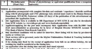 Khyber Teaching Hospital Peshawar Jobs 2018 for Medical Posts Latest Advertisement