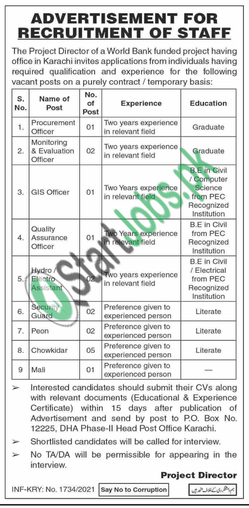 PO Box 12225 Karachi Jobs 2021