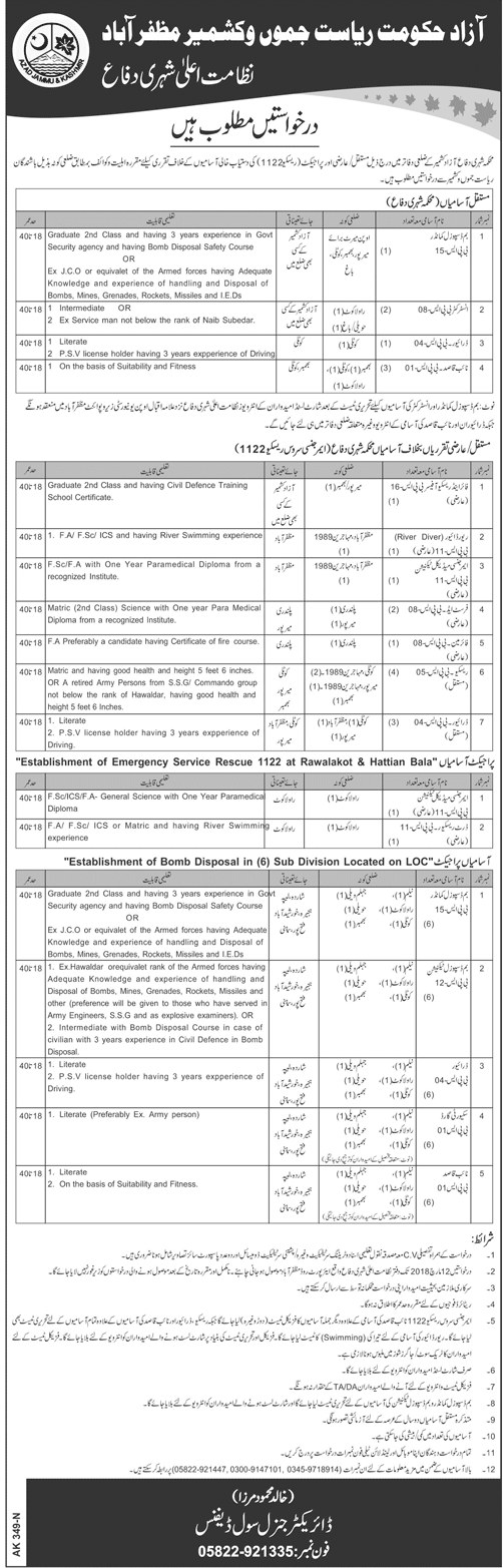 Rescue 1122 AJK Jobs 2018 for 52+ Posts (Multiple Categories) Latest Advertisement