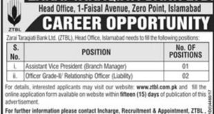 Zarai Taraqiati Bank Ltd jobs