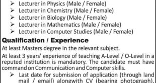 Army Public School & College Attock Jobs 2018 for Teaching Faculty Latest Advertisement
