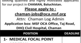 Medicine Sans Frontieres MSF Jobs 2018 For Medical Focal Point Assistant Latest Advertisement