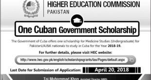 HEC Cuban Government Scholarship 2018-19