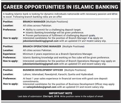 Leading Islamic Bank Jobs 2018