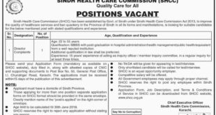 Sindh Health Care Commission (SHCC) Jobs 2018 for Director Complaints Latest Advertisement