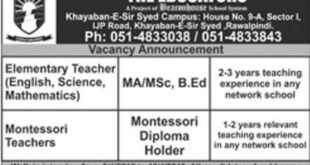 The Educators Rawalpindi Jobs 2018 for Teachers Latest Advertisement