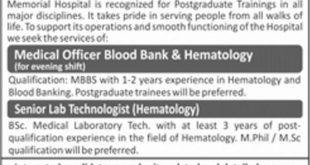 Fatima Memorial Hospital Jobs For Medical Officer & Senior Lab Technologist