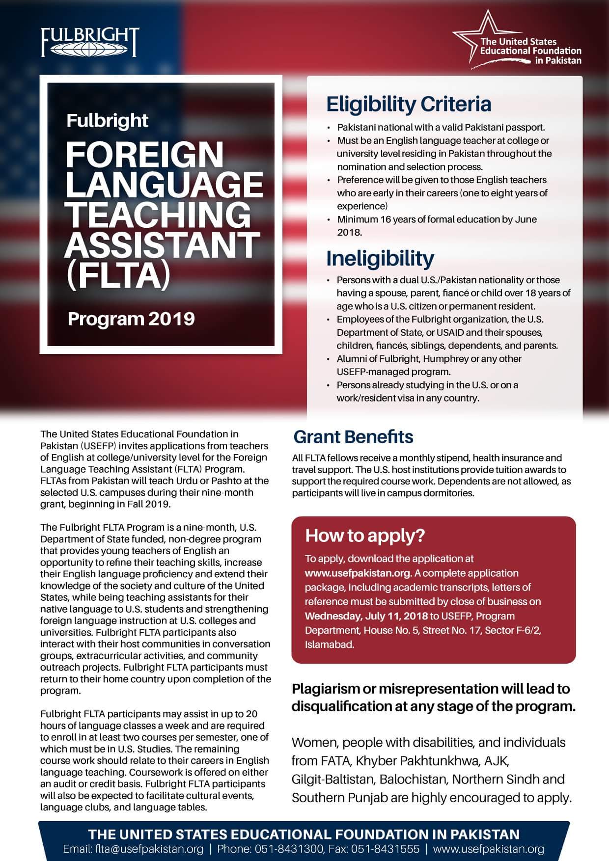 Fulbright Foreign Language Teaching Assistant (FLTA) Program 2019