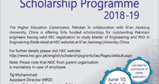 HEC China Scholarships for Masters & Ph.D. Program 2018-19 at Xi’an Jiaotong University
