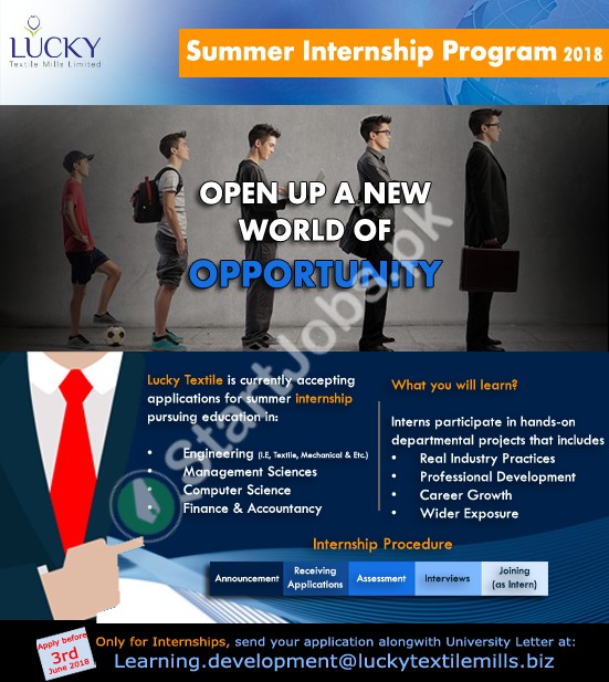 Lucky Textile Mills Limited Summer Internship Program 2018 Apply Online