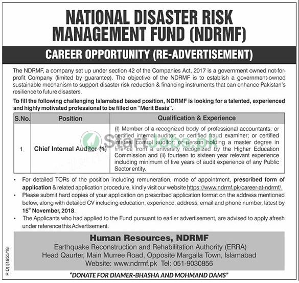 NDRMF National Disaster Risk Management Fund Jobs 2018