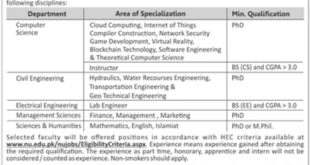 National University of Computer & Emerging Sciences Jobs 2018 for Teaching Faculty