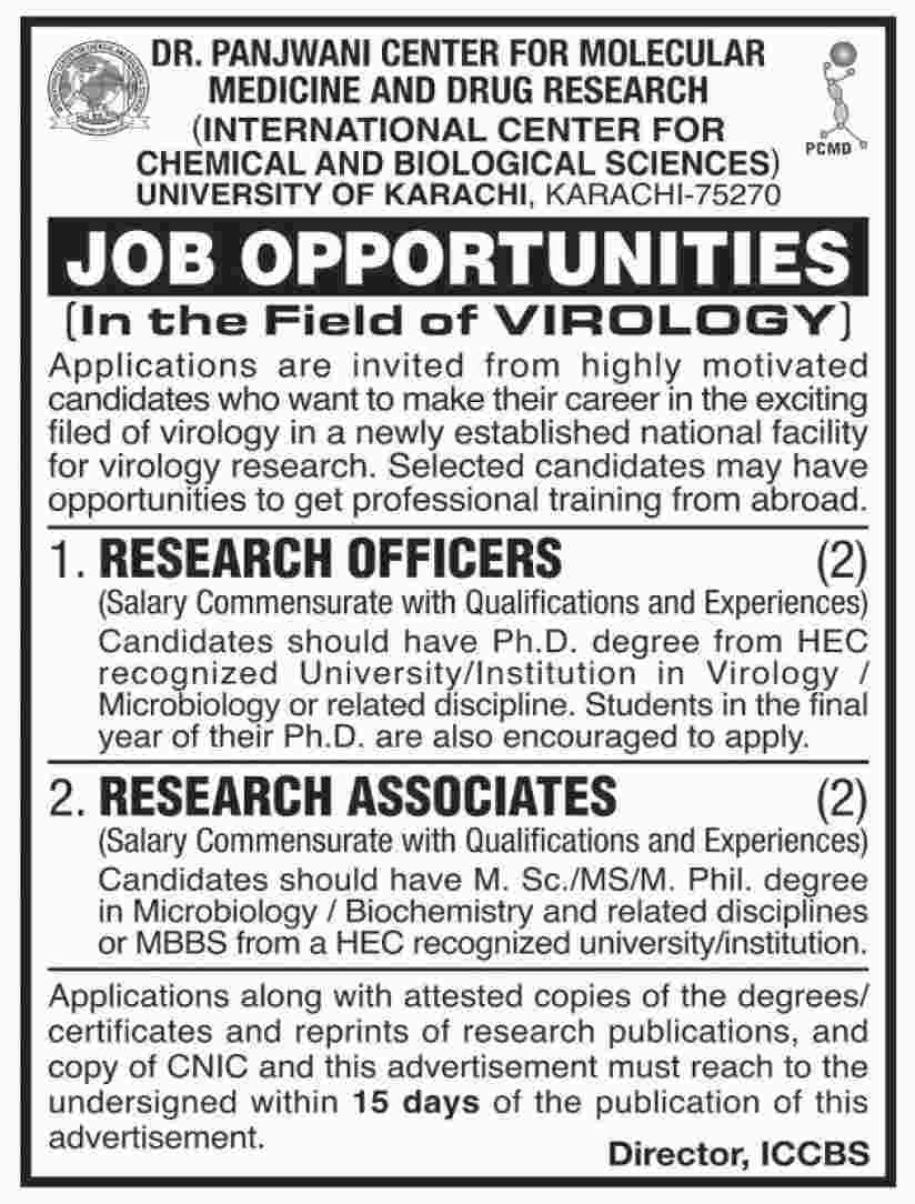 University of Karachi Jobs 2018 for Research Associates & Research Officers