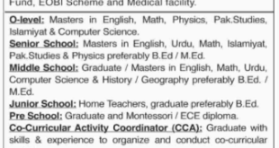 Army Public School COD Karachi Jobs 2018 for Teaching Staff