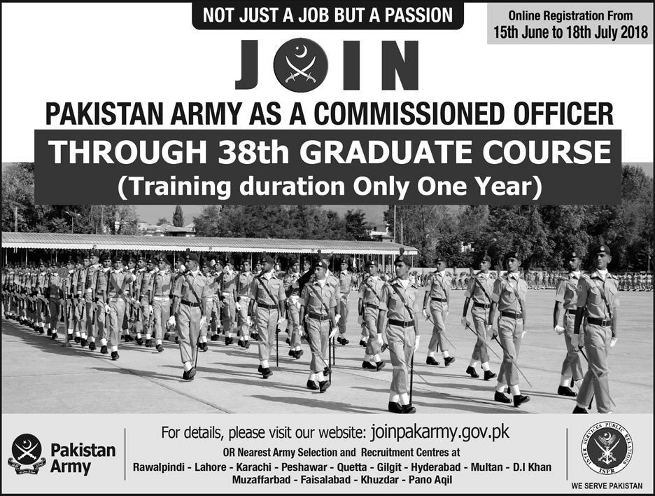 Join Pak Army as Commissioned Officer 2018 Through 38 Graduate Course