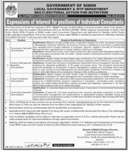 Local Govt And HTP Department Govt Of Sindh 4+ Jobs For Procurement Specialist, Financial Management Specialist & Others