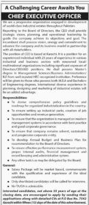 PO Box 7542 Karachi Jobs 2018 for Chief Executive Officer