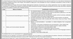 Provincial Disaster Management Authority 2+ Jobs 2018