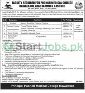 Poonch Medical College AJK Jobs