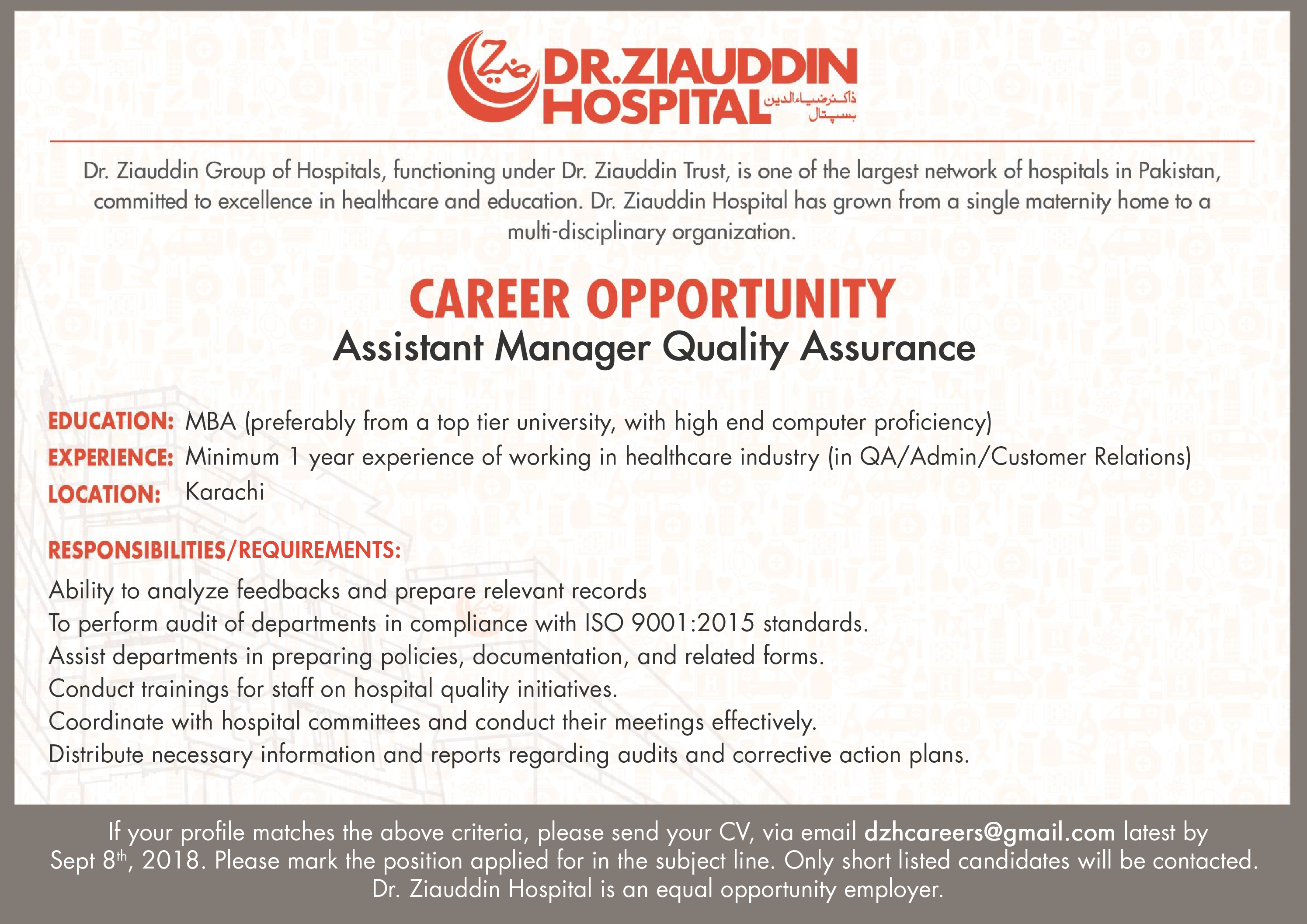 Dr Ziauddin Hospital Jobs 2018