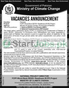 Ministry Of Climate Change Jobs For Coordinator, Inventory Expert 2018