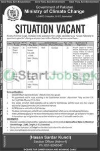 Ministry Of Climate Change Jobs For National Project Director, Admin & Finance Officer
