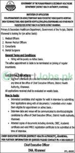 Primary And Secondary Healthcare Department 50 Jobs For Medical Officer, Women Medical Officer 2018