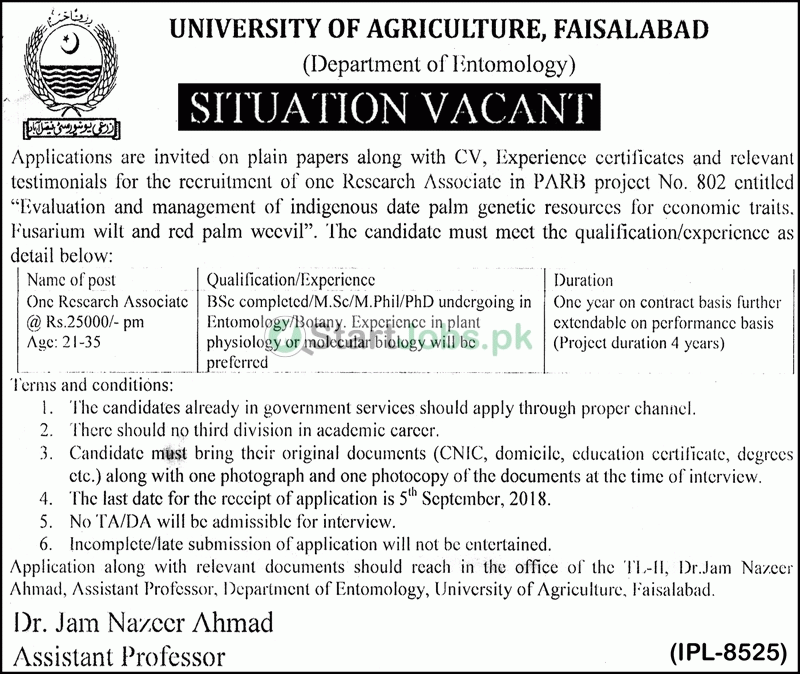 University of Agriculture Jobs 2018