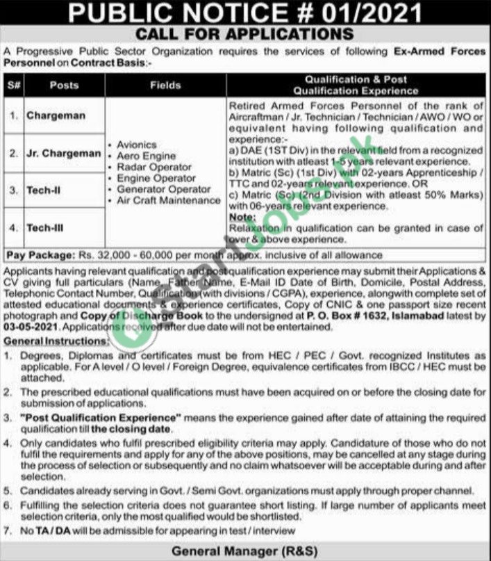 Public Sector Organization PO Box 1632 Islamabad Jobs 2021