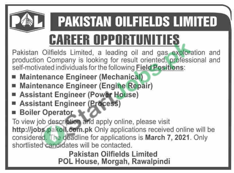 Pakistan Oilfields Limited POL Jobs 2021