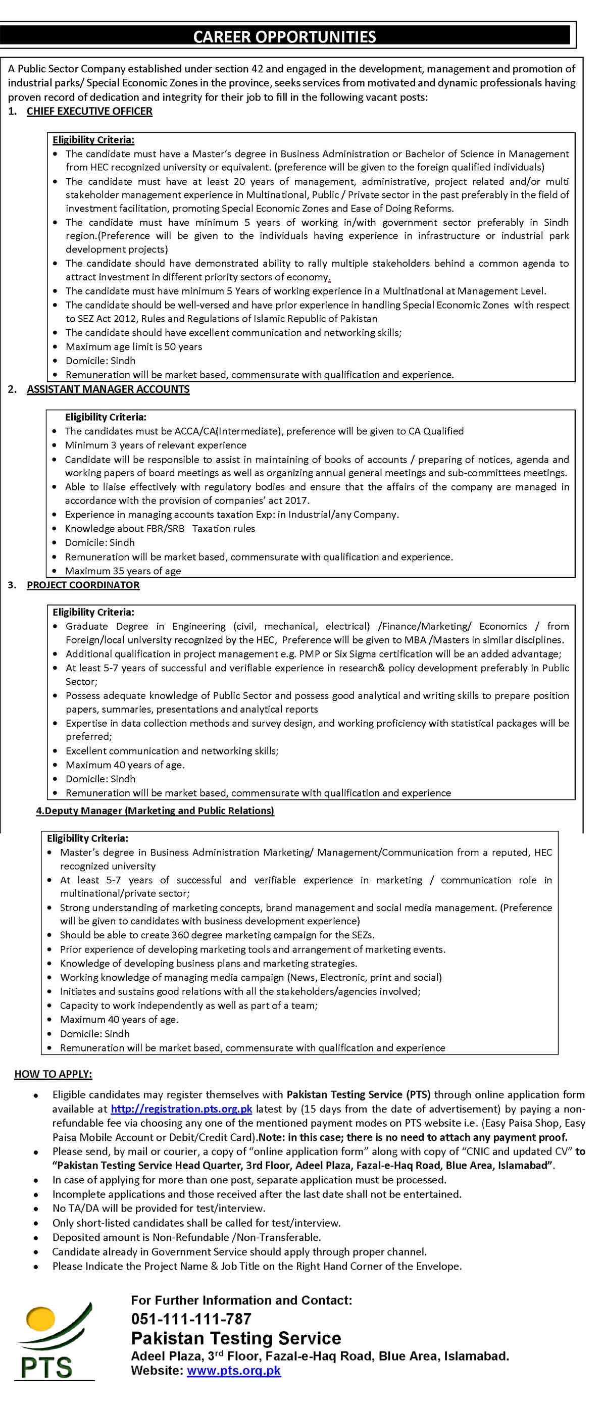 Public Sector Company Govt of Sindh Jobs