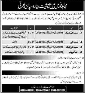 Official Advertisement for Mujahid Force Jobs 2019
