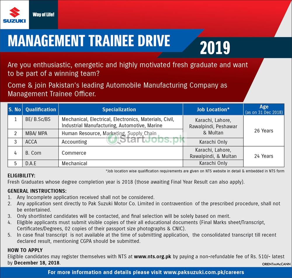 Pak Suzuki Management Trainee Program