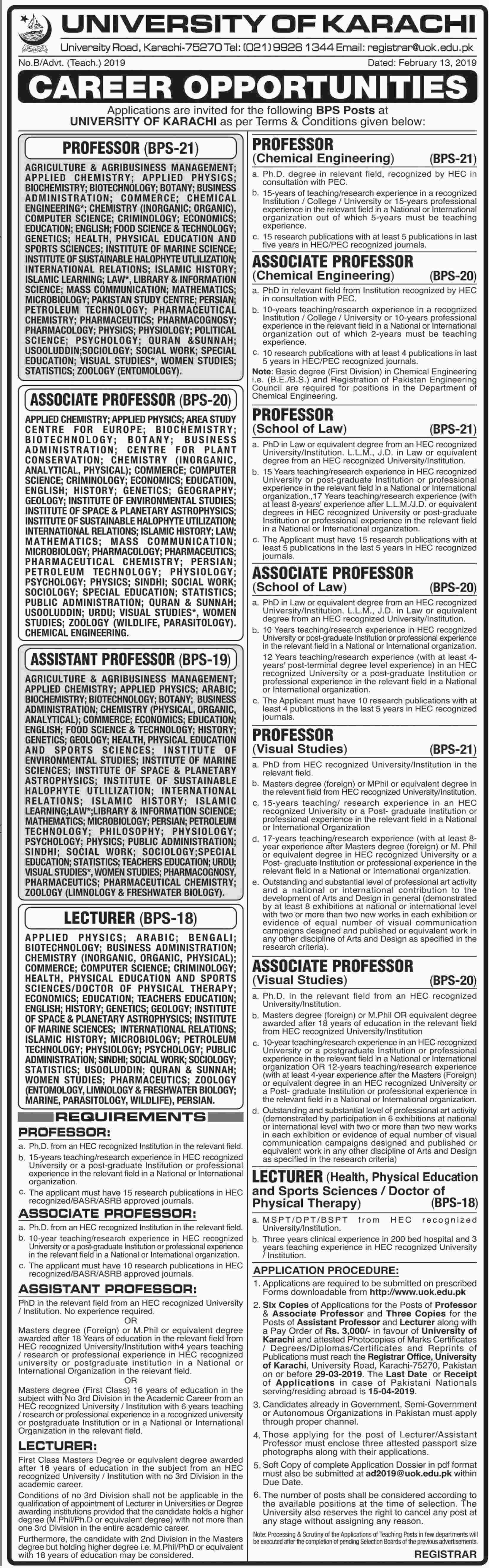 University Of Karachi Jobs 2019-1