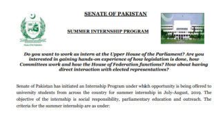 Senate of Pakistan Internship 2019