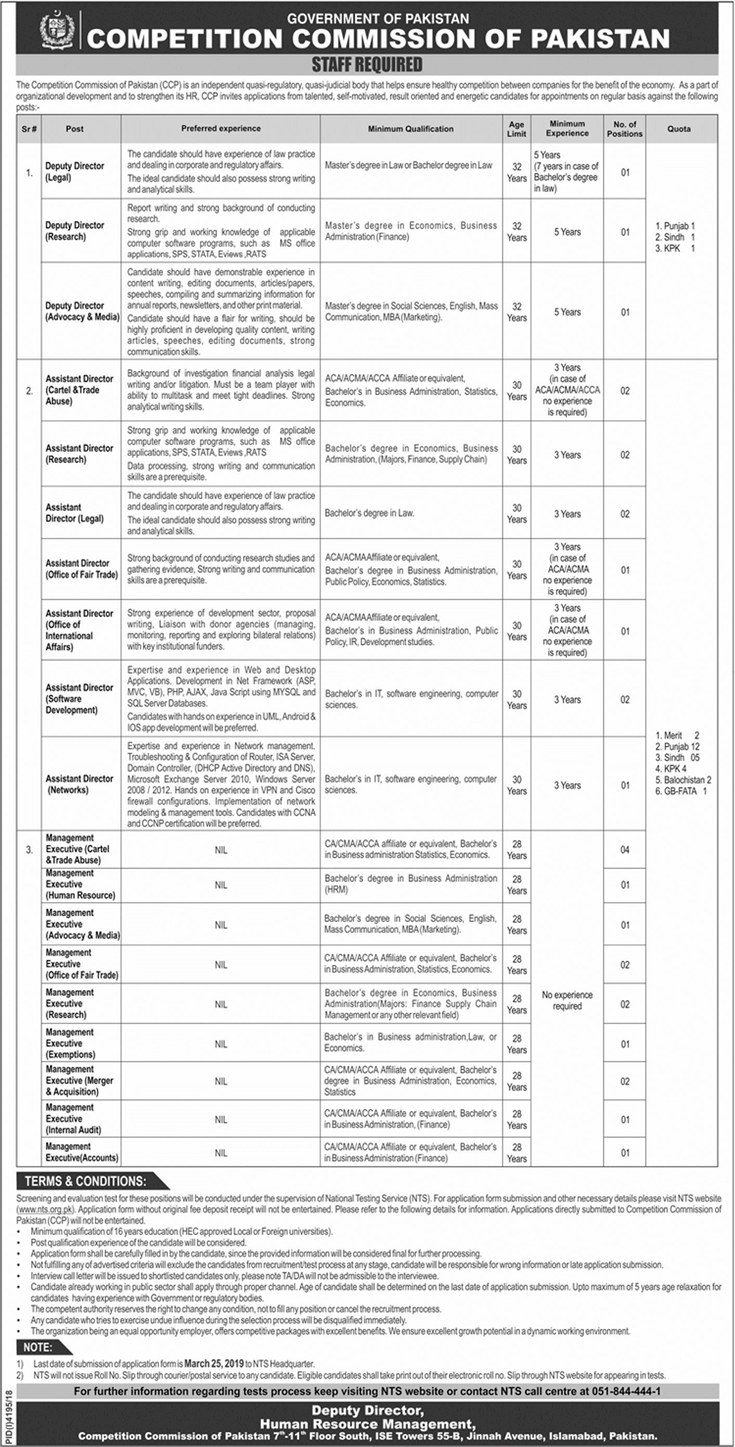 Competition Commission of Pakistan Jobs 2019