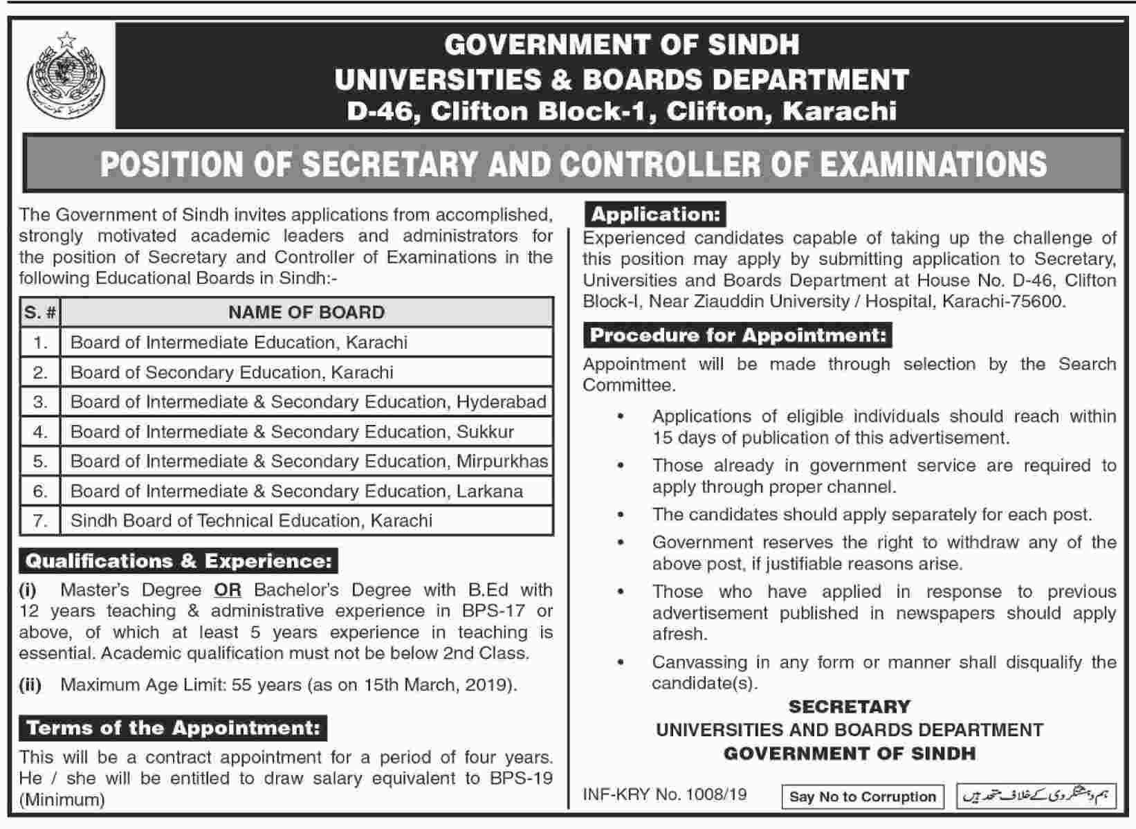 Govt of Sindh Educational Department Jobs 2019