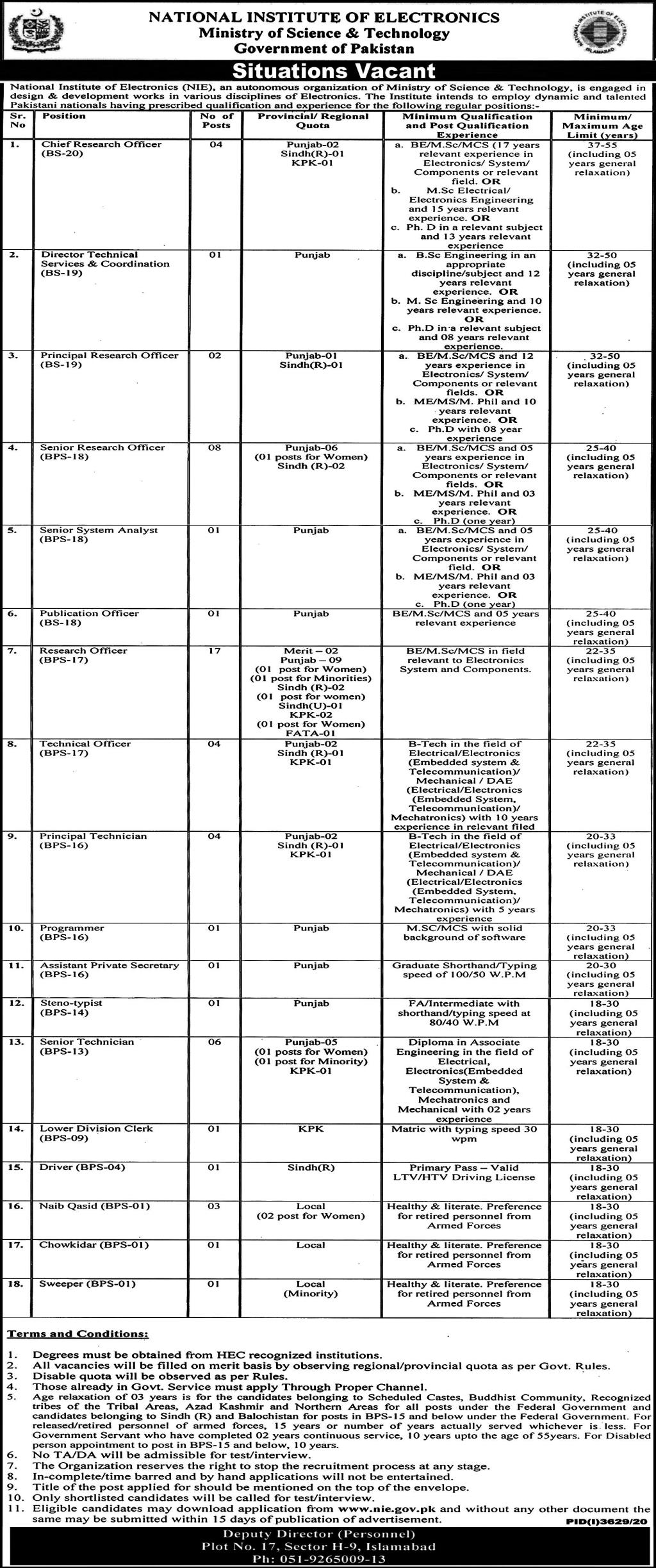 National Institute of Electronics Jobs 2021