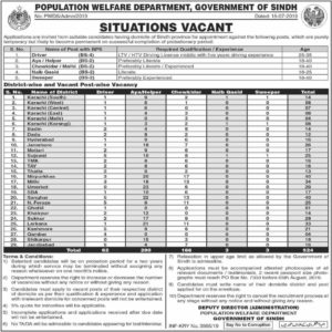 Population Welfare Department Sindh Jobs