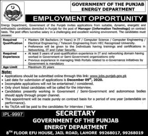Energy Department Punjab Jobs 2020